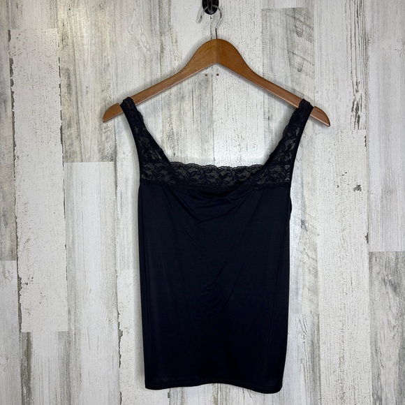 Vassarette Women's Vintage Y2K Lace Trim Camisole Black Size XL - Picture 2 of 8